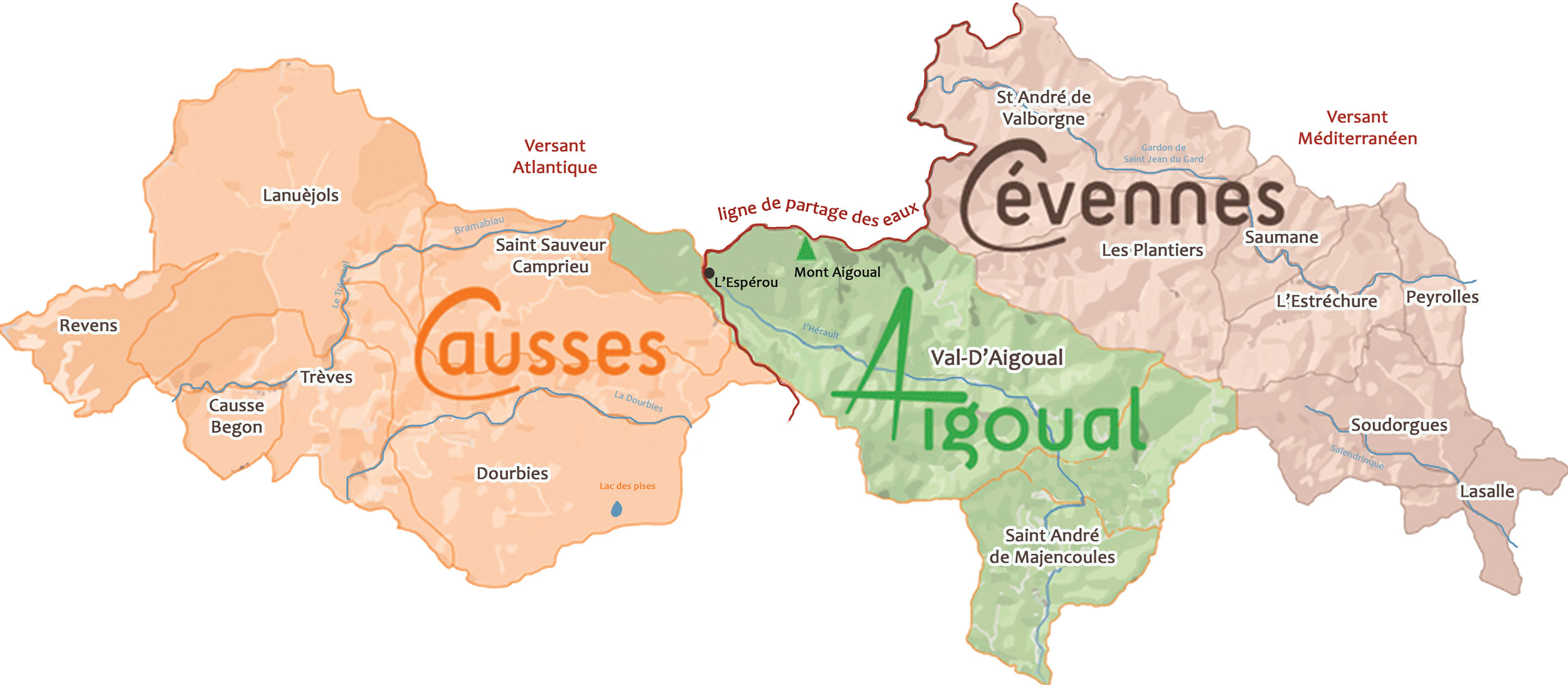 Carte du territoire Causses Aigoual Cévennes