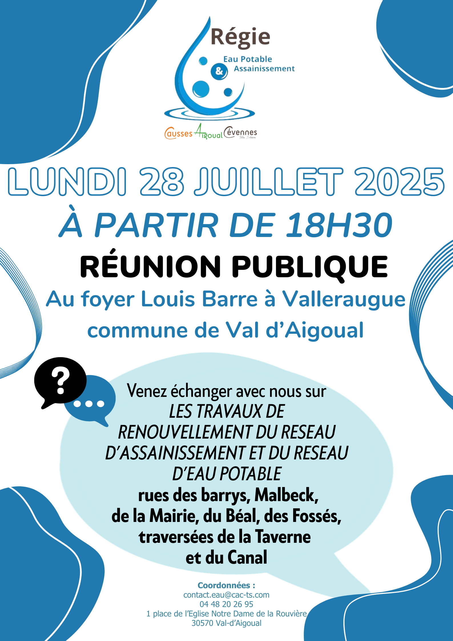REUNION PUBLIQUE EAU – 28 JUILLET 2025 – VALLERAUGUE