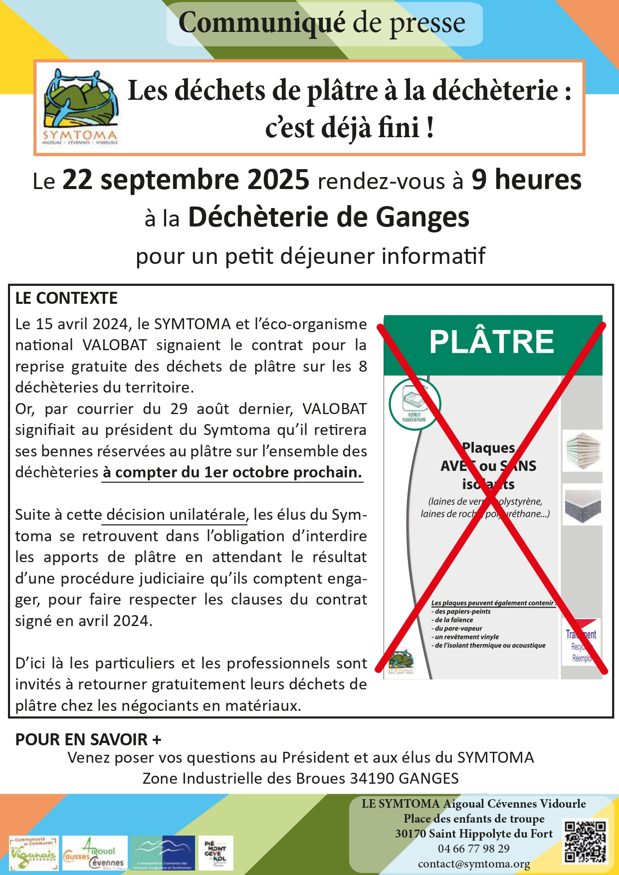 🚨 [ SERVICE DECHETTERIE – Fin de la collecte du plâtre en déchèterie ! ]🚨